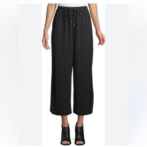 Eileen Fisher Morse code tencil wide leg pants trousers slouchy ankle size M